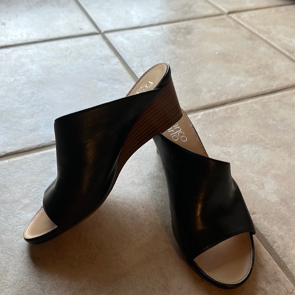 Franco Sarto Shoes - Franco Sarto Black Open Toe Wedge